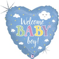 Vorschau: Betallic Folienballon Welcome Baby Boy Herz Holographic 45cm/18" Vorschau: Betallic Folienballon Welcome Baby Boy Herz Holographic 45cm/18"