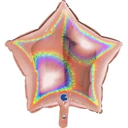 Grabo Folienballon Star Glitter Holo Roségold 45cm/18" (unverpackt)