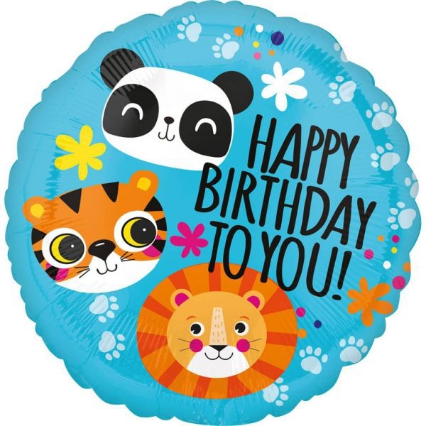 Anagram Folienballon "Happy Birthday to you!" Panda, Tiger, Löwe 43cm/17"