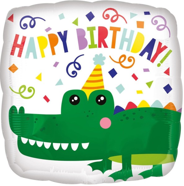 Anagram Folienballon eckig "Happy Birthday" Krokodil 43cm/17"