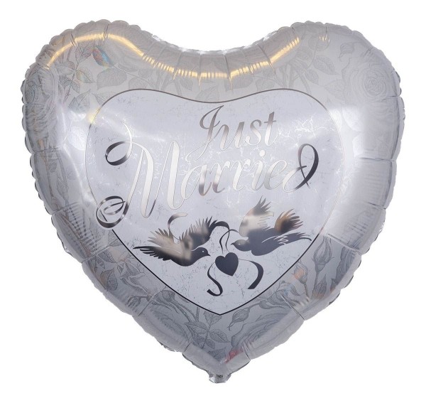 Qualatex Folienballon "Just Married" Silber 90cm/3' (unverpackt)