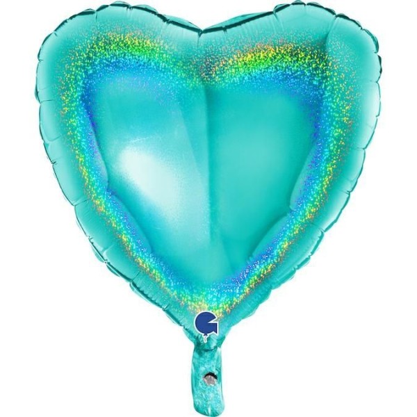 Grabo Folienballon Heart Glitter Holo Tiffany 45cm/18" (unverpackt)