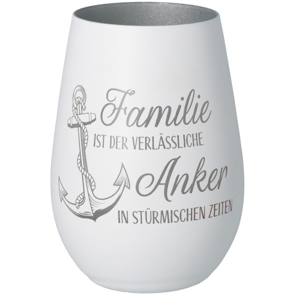 Goodtimes Windlicht Familie Anker Weiß/Silber