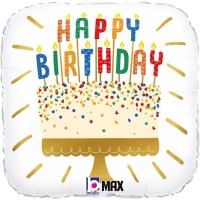 Betallic Folienballon Square Birthday Cake Candles 45cm/18"  Betallic Folienballon Square Birthday Cake Candles 45cm/18"