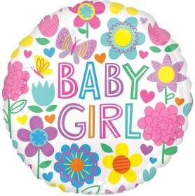 Anagram Folienballon Baby Girl Floral Butterfly 10cm/4" (unverpackt)