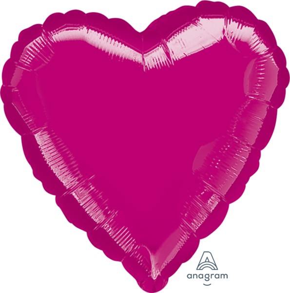 Anagram Folienballon Jumbo Herz Metallic Fuchsia 80cm/32" (unverpackt)