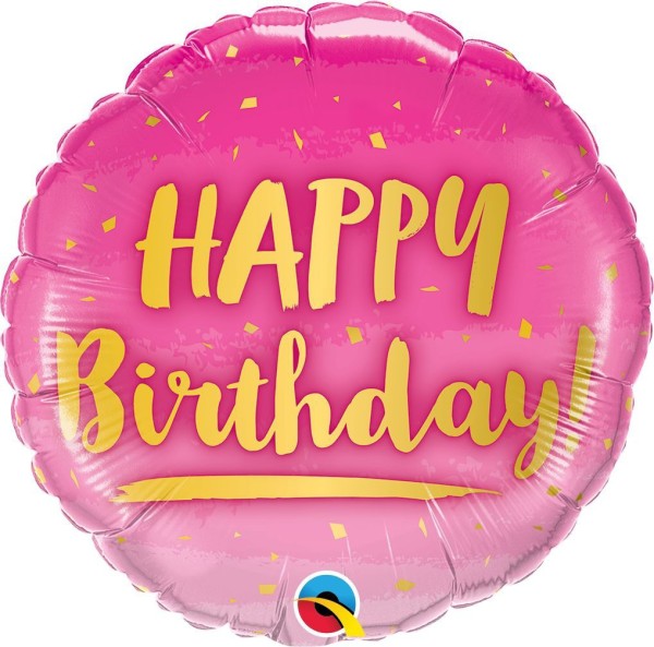 Qualatex Folienballon Pink "Happy Birthday" 45cm/18"