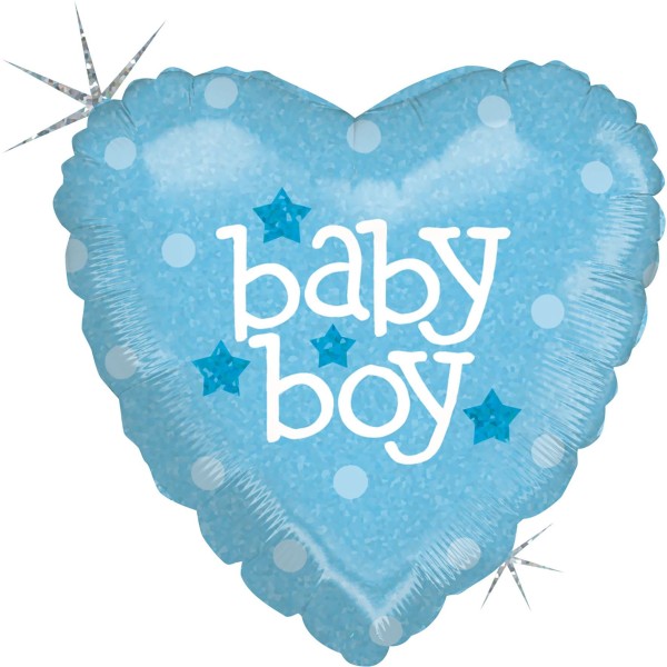Betallic Folienballon Baby Heart Boy Holographic 23cm/9" (unverpackt)