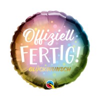 Qualatex Folienballon Metallic "Offiziell Fertig" 45cm/18"  Qualatex Folienballon Metallic "Offiziell Fertig" 45cm/18"