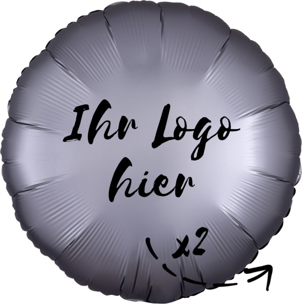 Folien-Werbeballon Rund Satin Luxe Platinum 45cm/18" 2-Seitig bedruckt