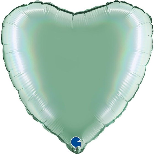 Grabo Folienballon Heart Rainbow Holo Platinum Tiffany 45cm/18" (unverpackt)
