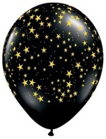 Qualatex Latexballon Stars Gold, Onyx Black  28cm/11" 25 Stück  Qualatex Latexballon Stars Gold, Onyx Black  28cm/11" 25 Stück