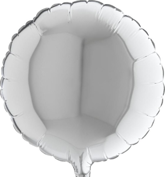 Grabo Folienballon Rund Silver 23cm/9" (unverpackt)