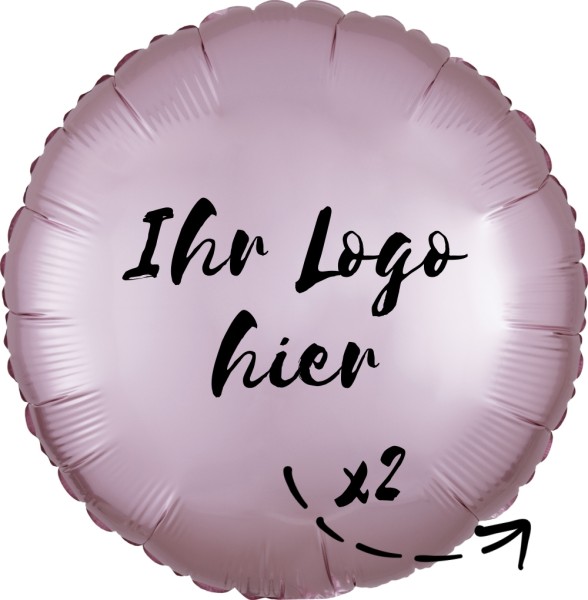 Folien-Werbeballon Rund Satin Luxe Pastel Rose 45cm/18" 2-Seitig bedruckt