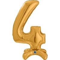 Grabo Folienballon Zahl 4 Gold standups 65cm/25"  Grabo Folienballon Zahl 4 Gold standups 65cm/25"