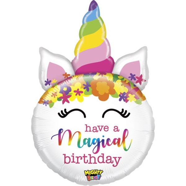 Betallic Folienballon Mighty Birthday Unicorn 85cm/33"