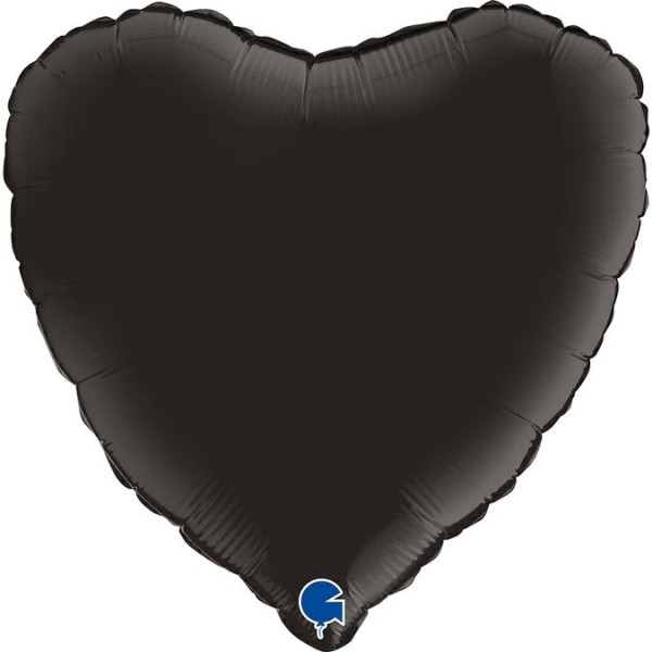 Grabo Folienballon Heart Satin Fumé Black 45cm/18" (unverpackt)