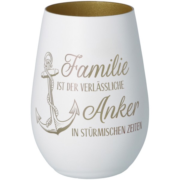 Goodtimes Windlicht Familie Anker Weiß/Gold