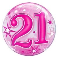 Qualatex Bubble 21 Pink Starburst Sparkle 55cm/22"  Qualatex Bubble 21 Pink Starburst Sparkle 55cm/22"