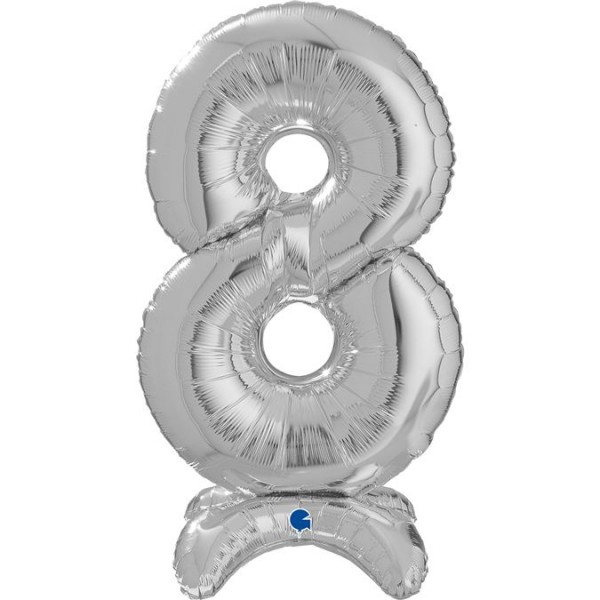 Grabo Folienballon Zahl 8 Silver standups 64cm/25"