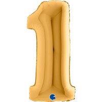 Grabo Folienballon Zahl 1 Gold 100cm/40"  Grabo Folienballon Zahl 1 Gold 100cm/40"
