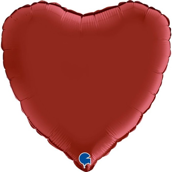 Grabo Folienballon Heart Satin Rubin Red 45cm/18" (unverpackt)