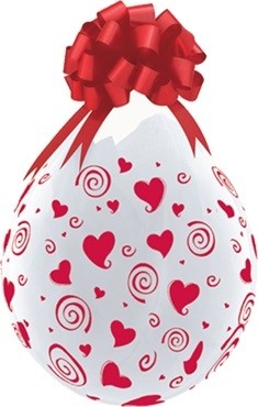 Qualatex Verpackungsballon Swirling Red Hearts-A-Round Diamond Clear 45cm/18" 25 Stück
