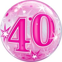 Qualatex Bubble 40 Pink Starburst Sparkle 55cm/22"  Qualatex Bubble 40 Pink Starburst Sparkle 55cm/22"