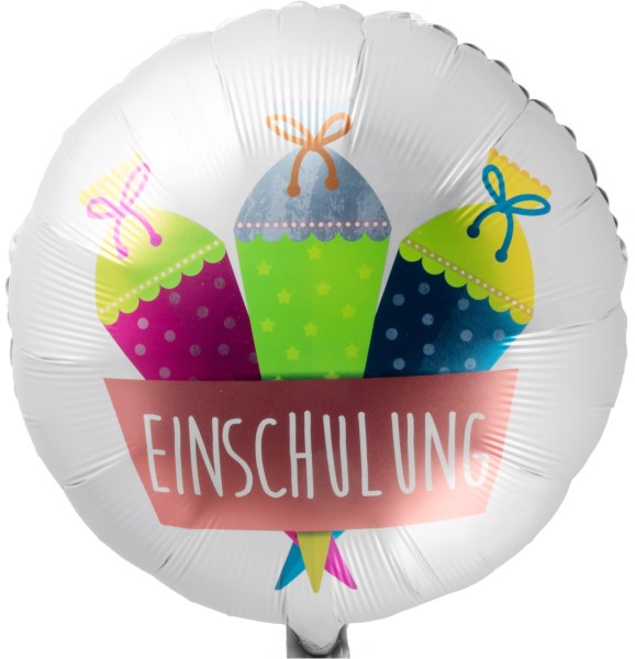 Goodtimes Folienballon Rund Satin Weiß mit "Einschulung" 45cm/18" (unverpackt)