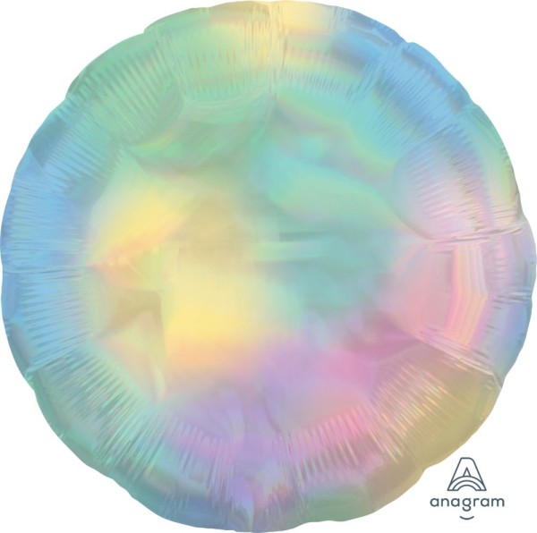 Anagram Folienballon Rund Iridescent Pastel Rainbow Holo 45cm/18" (unverpackt)