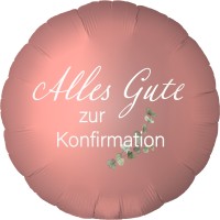 Goodtimes Folienballon Rund Satin Roségold mit "Alles Gute zur Konfirmation" 45cm/18" (unverpackt)  Goodtimes Folienballon Rund Satin Roségold mit "Alles Gute zur Konfirmation" 45cm/18" (unverpackt)