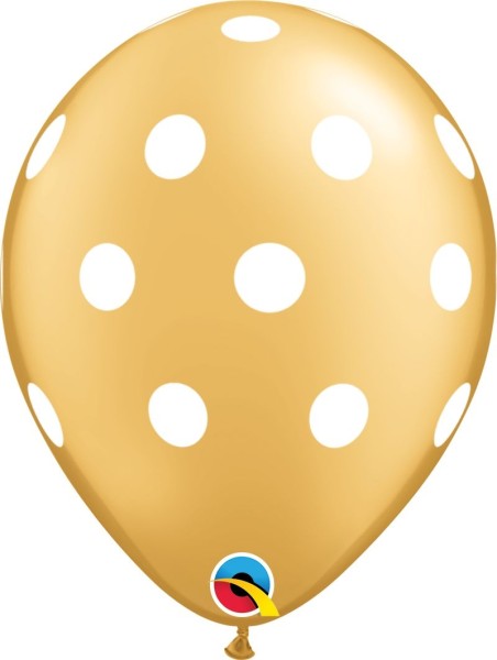 Qualatex Latexballon Big Polka Dots-Gold 28cm/11" 25 Stück