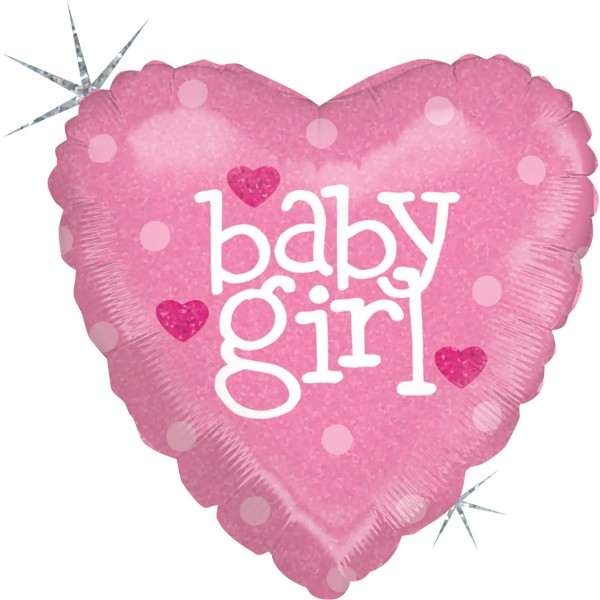 Betallic Folienballon Baby Heart Girl Holographic 23cm/9" (unverpackt)