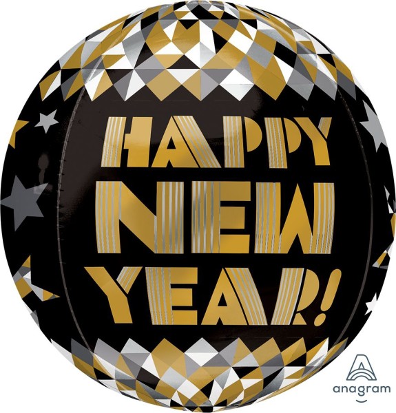 Anagram Orbz Ballon Happy New Year! Gold 40cm/16"