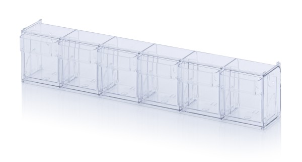 Kippkästen-Set mit 6 Kästen Glasklar