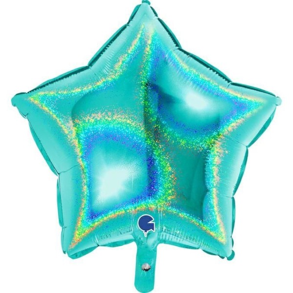 Grabo Folienballon Star Glitter Holo Tiffany 45cm/18" (unverpackt)