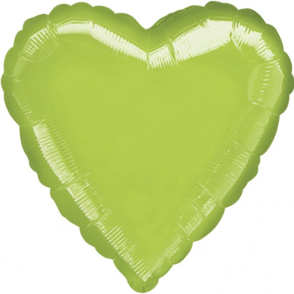 Anagram Folienballon Herz Metallic Lime Green 45cm/18" (unverpackt)