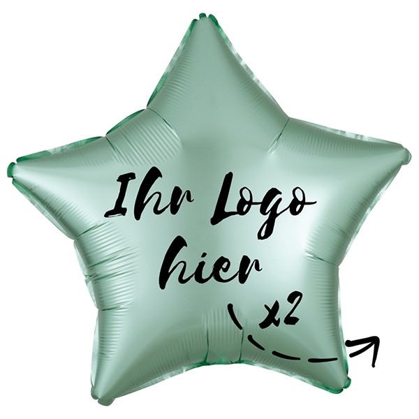Folien-Werbeballon Stern Satin Luxe Mint Green 50cm/20" 2-Seitig bedruckt