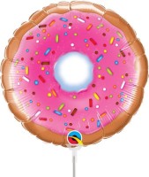 Qualatex Folienballon Donut 23cm/9" luftgefüllt mit Stab  Qualatex Folienballon Donut 23cm/9" luftgefüllt mit Stab