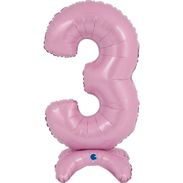 Grabo Folienballon Zahl 3 Pastel Pink standups 65cm/25"