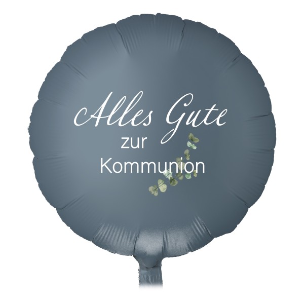 Goodtimes Folienballon Rund Satin Luxe Steel Blue mit "Alles Gute zur Kommunion" 45cm/18" (unverpackt)