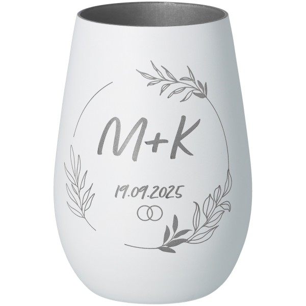 Goodtimes Windlicht Initialien mit Kranz "Initialien+Datum"