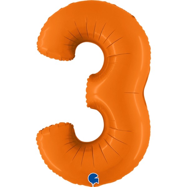 Grabo Folienballon Zahl 3 Matte Orange 100cm/40"