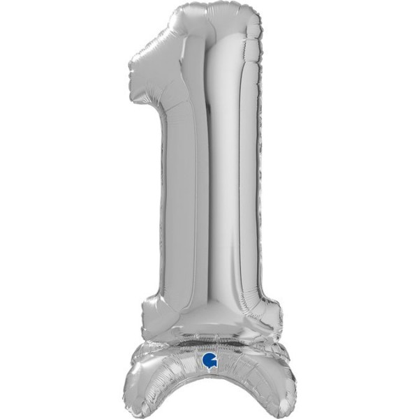 Grabo Folienballon Zahl 1 Silver standups 64cm/25"