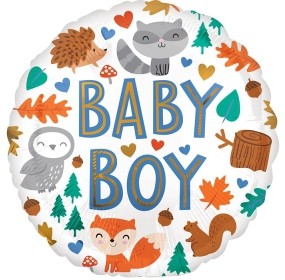 Anagram Folienballon Baby Boy Woodland Fun 10cm/4" (unverpackt)