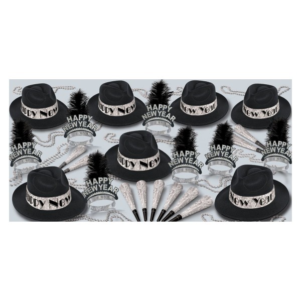 Beistle Partybox Silvester "Swingin' Silver" Schwarz/Silber 50 Personen