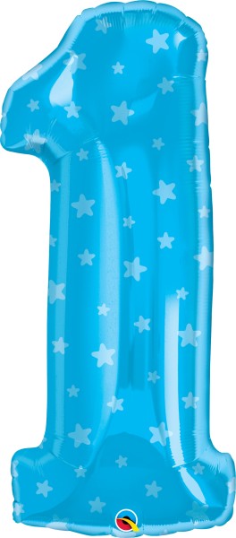 Qualatex Folienballon Zahl Eins blau 85cm/34"