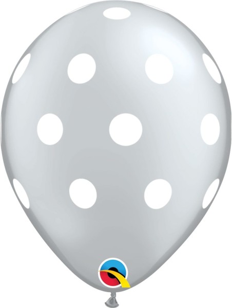 Qualatex Latexballon Big Polka Dots-Silber 28cm/11" 25 Stück