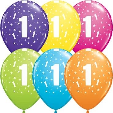 Qualatex Latexballon Stars 1-A-Round Tropical Assortment 28cm/11" 50 Stück