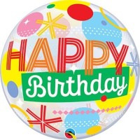 Qualatex Bubble Birthday Circles & Dots Stripes 55cm/22"  Qualatex Bubble Birthday Circles & Dots Stripes 55cm/22"